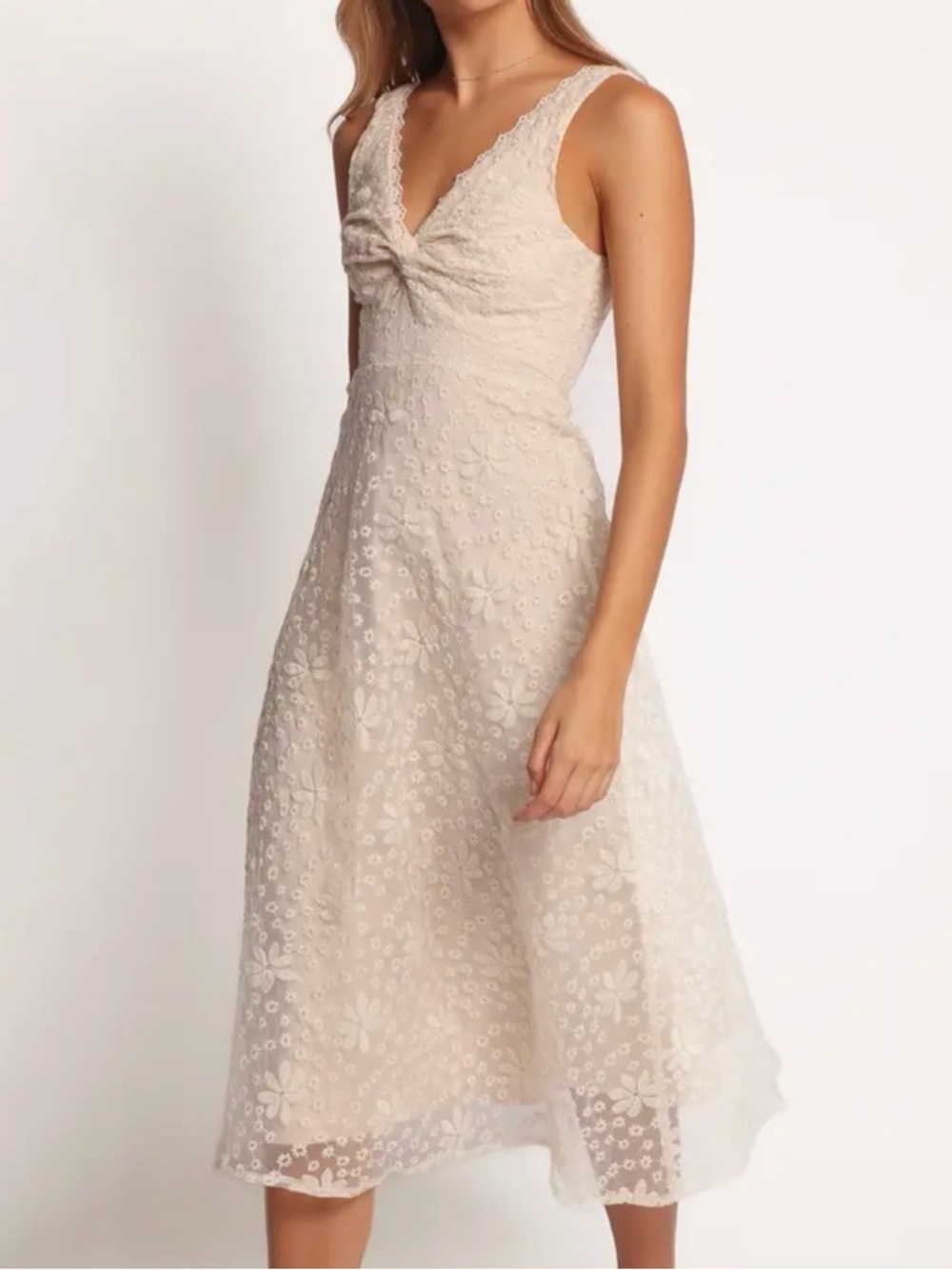 Petal & Pup Cream Floral Lace Midi Dress